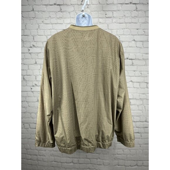 PGA Tour Tan Beige Plaid Long Sleeve Collarless Golf Windbreaker Size XXL - Picture 2 of 7